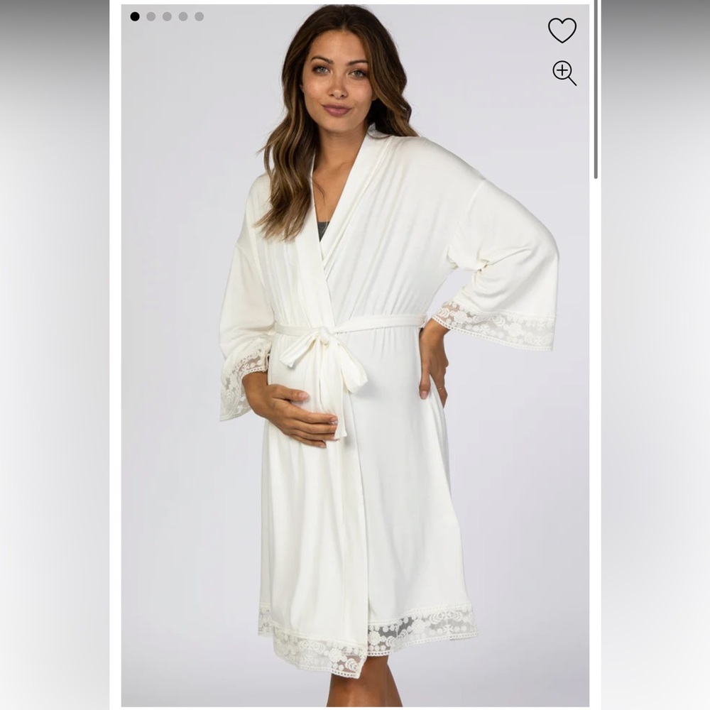 Pink Blush White Maternity/Postpartum Robe Set